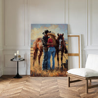 Gallery image 9 for Cowboy Romance Canvas – Western Couple Wall Art with Horses,