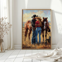 Gallery image 10 for Cowboy Romance Canvas – Western Couple Wall Art with Horses,