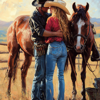 Gallery image 12 for Cowboy Romance Canvas – Western Couple Wall Art with Horses,