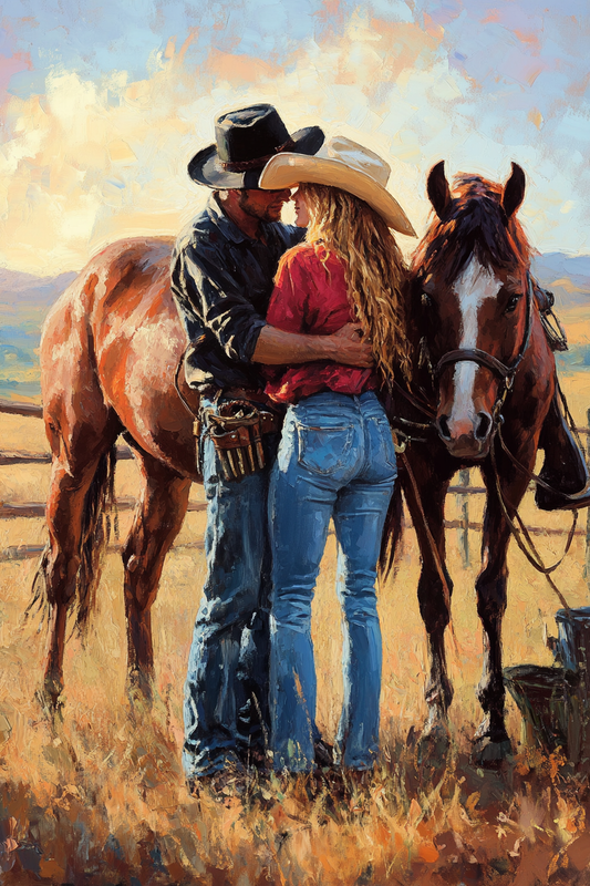 Gallery image 12 for Cowboy Romance Canvas – Western Couple Wall Art with Horses,