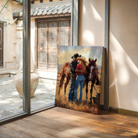 Gallery image 14 for Cowboy Romance Canvas – Western Couple Wall Art with Horses,