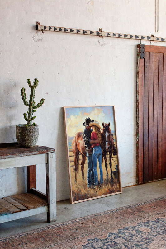 Gallery image 15 for Cowboy Romance Canvas – Western Couple Wall Art with Horses,