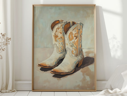 Gallery image 1 for Vintage Cowgirl Boots Canvas – Western Boot Wall Art