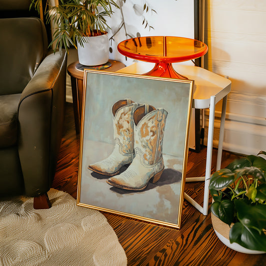 Gallery image 2 for Vintage Cowgirl Boots Canvas – Western Boot Wall Art