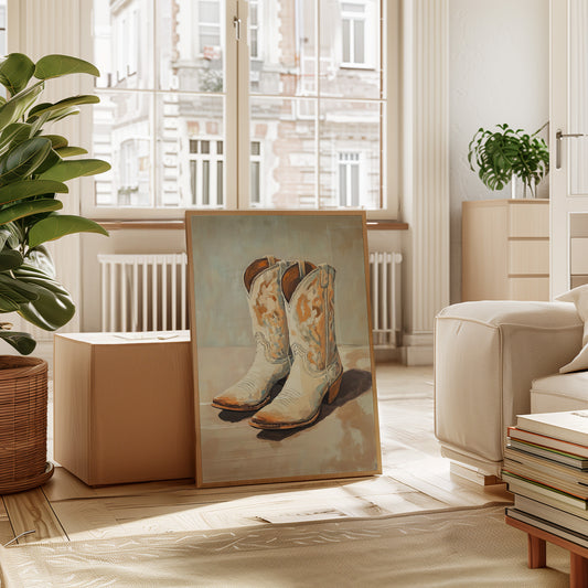 Gallery image 3 for Vintage Cowgirl Boots Canvas – Western Boot Wall Art