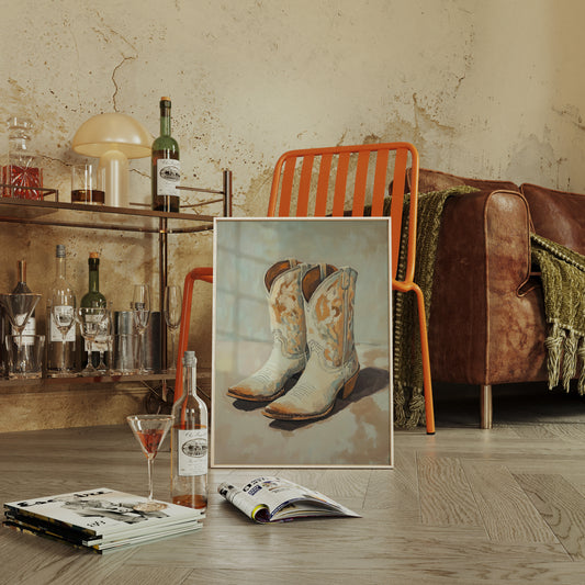 Gallery image 5 for Vintage Cowgirl Boots Canvas – Western Boot Wall Art
