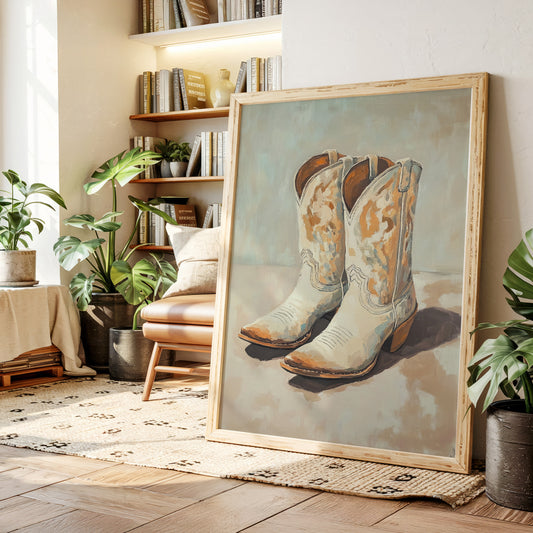 Gallery image 9 for Vintage Cowgirl Boots Canvas – Western Boot Wall Art