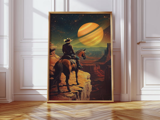 Gallery image 2 for Cosmic Cowboy Canvas – Western Sci-Fi Wall Art