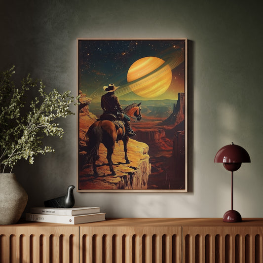 Gallery image 4 for Cosmic Cowboy Canvas – Western Sci-Fi Wall Art