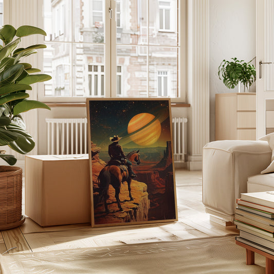Gallery image 6 for Cosmic Cowboy Canvas – Western Sci-Fi Wall Art