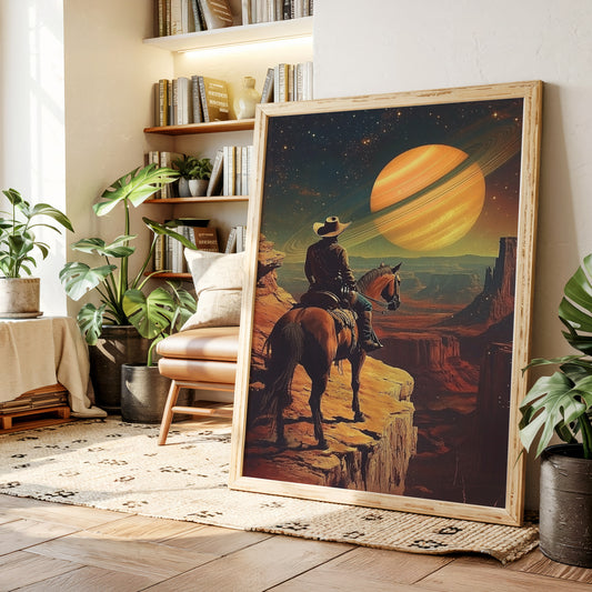 Gallery image 14 for Cosmic Cowboy Canvas – Western Sci-Fi Wall Art