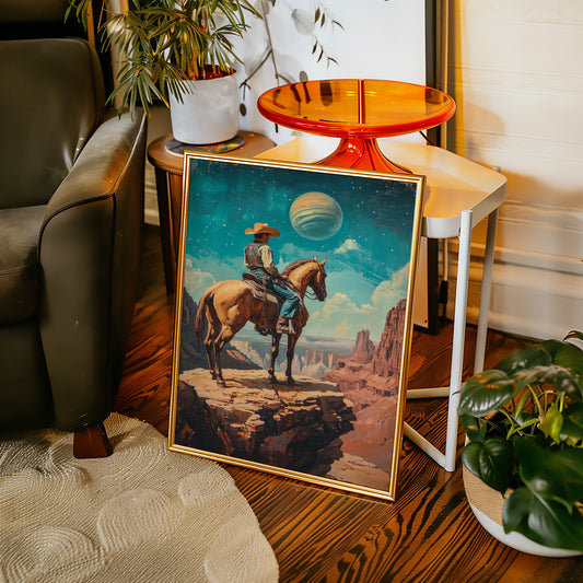 Gallery image 2 for Stargazer Cowboy Canvas – Western Space Wall Art