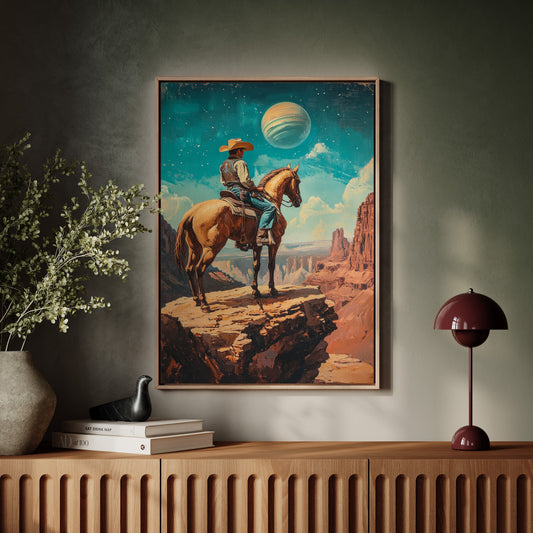 Gallery image 3 for Stargazer Cowboy Canvas – Western Space Wall Art
