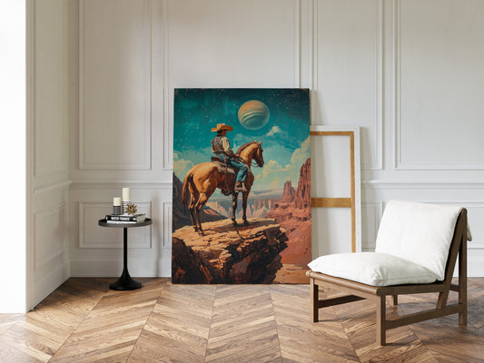 Gallery image 5 for Stargazer Cowboy Canvas – Western Space Wall Art