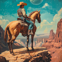 Gallery image 6 for Stargazer Cowboy Canvas – Western Space Wall Art