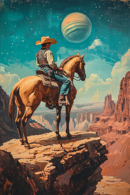 Gallery image 6 for Stargazer Cowboy Canvas – Western Space Wall Art