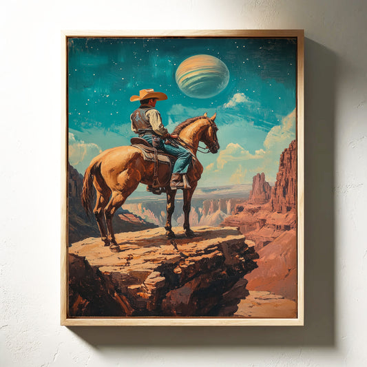 Gallery image 8 for Stargazer Cowboy Canvas – Western Space Wall Art