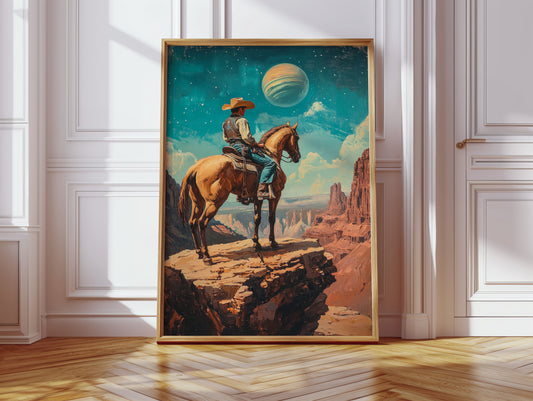 Gallery image 9 for Stargazer Cowboy Canvas – Western Space Wall Art