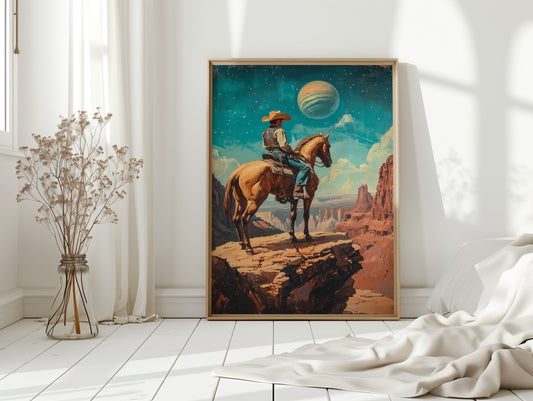 Gallery image 11 for Stargazer Cowboy Canvas – Western Space Wall Art