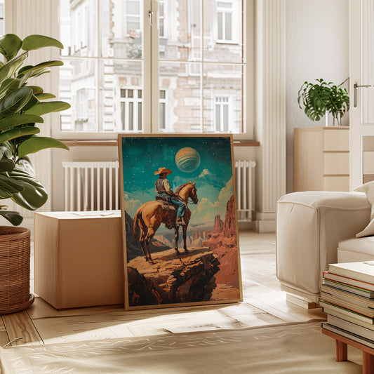 Gallery image 13 for Stargazer Cowboy Canvas – Western Space Wall Art