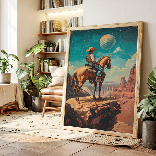 Gallery image 14 for Stargazer Cowboy Canvas – Western Space Wall Art