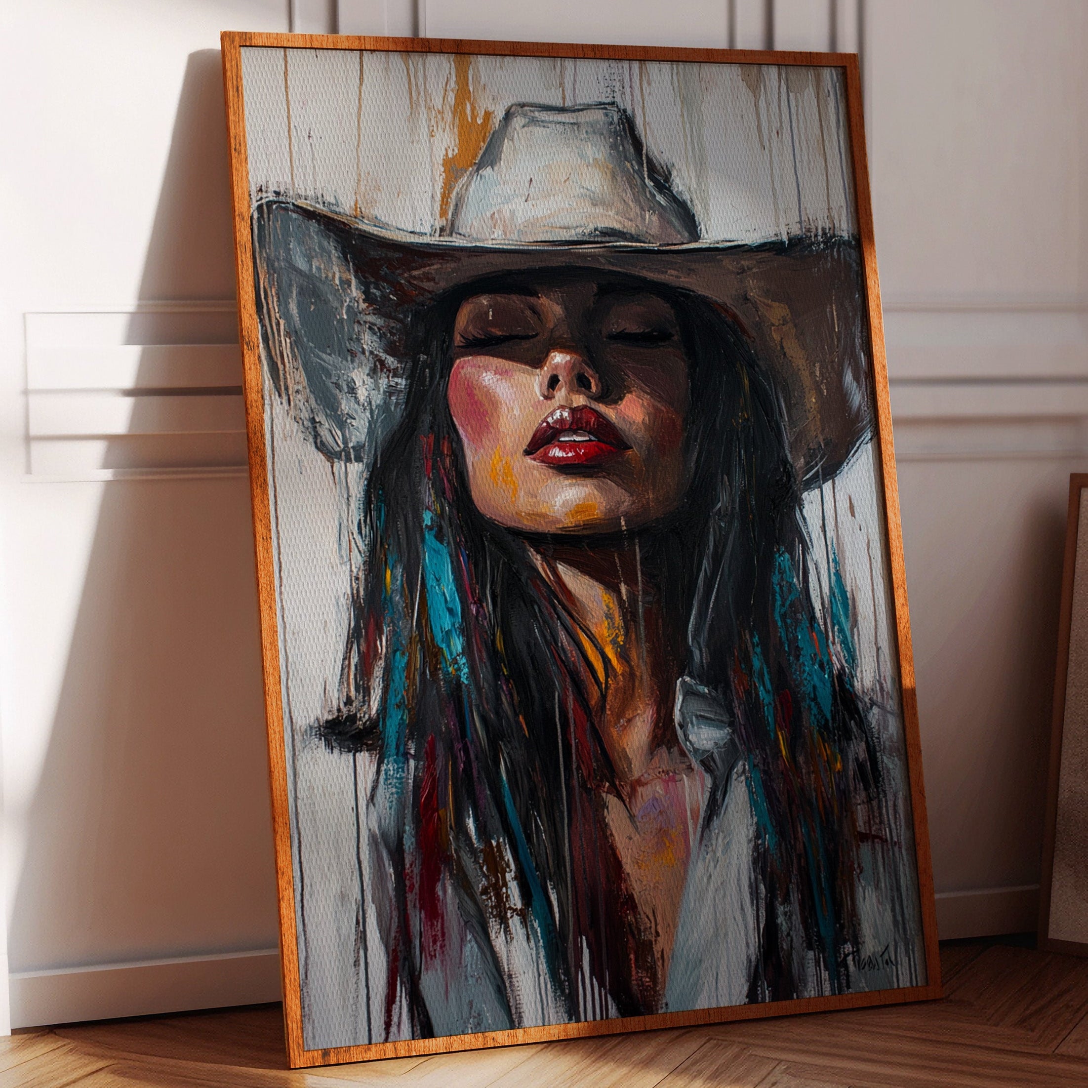 Gallery image 1 for Cowgirl Spirit Canvas – Western Woman Portrait Wall Art
