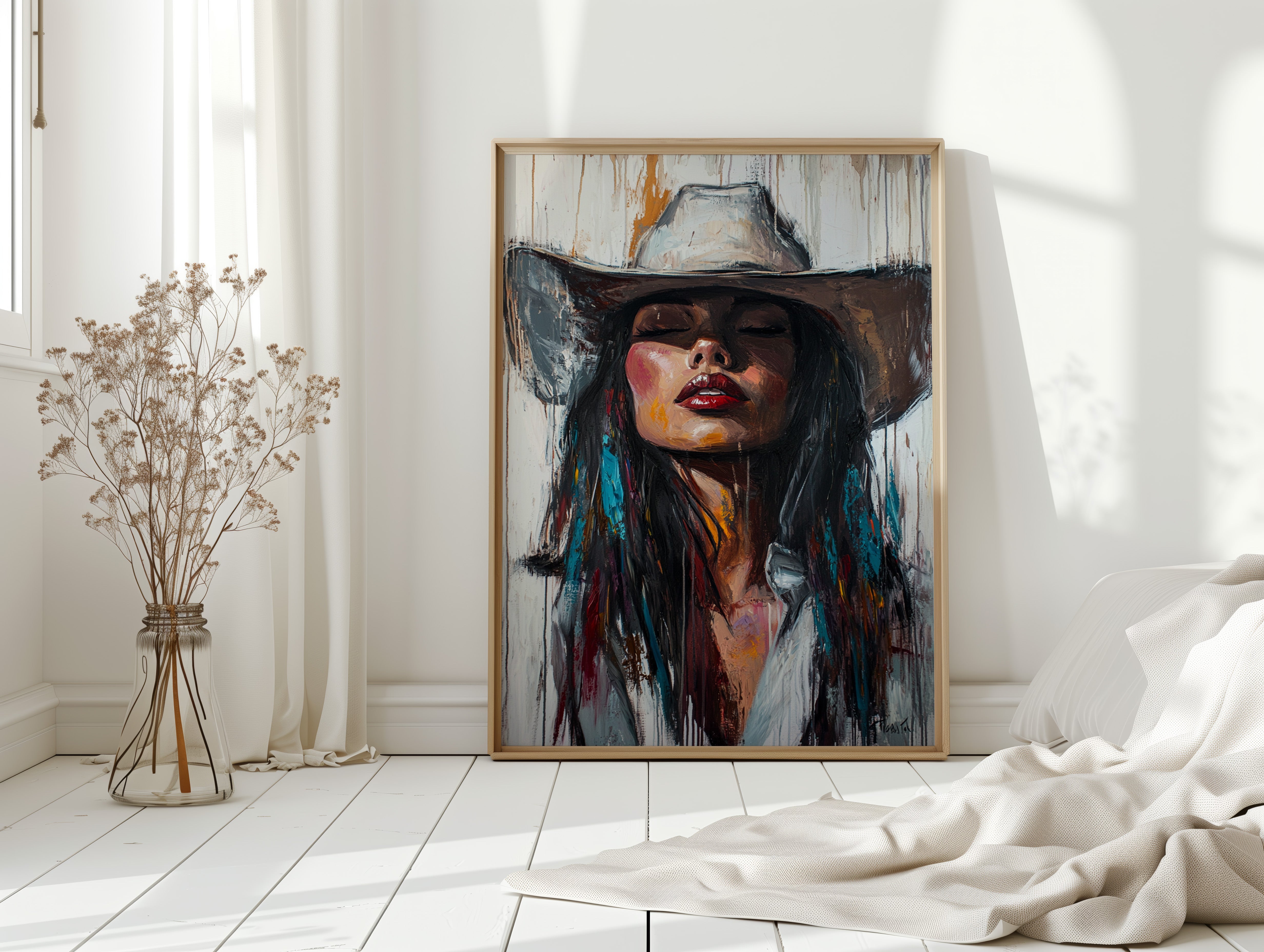 Gallery image 3 for Cowgirl Spirit Canvas – Western Woman Portrait Wall Art