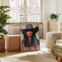 Gallery image 2 for Wild Western Woman Canvas – Bold Cowgirl Portrait Wall Art