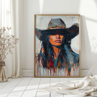 Gallery image 3 for Wild Western Woman Canvas – Bold Cowgirl Portrait Wall Art