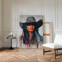 Gallery image 4 for Wild Western Woman Canvas – Bold Cowgirl Portrait Wall Art