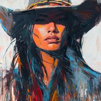 Gallery image 8 for Wild Western Woman Canvas – Bold Cowgirl Portrait Wall Art