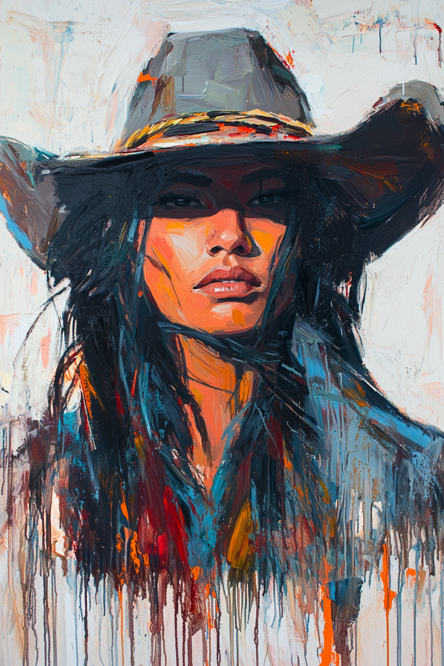 Gallery image 8 for Wild Western Woman Canvas – Bold Cowgirl Portrait Wall Art