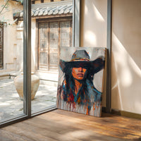 Gallery image 11 for Wild Western Woman Canvas – Bold Cowgirl Portrait Wall Art