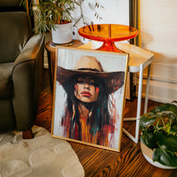 Gallery image 3 for Painted Cowgirl Canvas – Boho Western Woman Wall Art