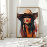 Gallery image 4 for Painted Cowgirl Canvas – Boho Western Woman Wall Art