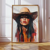 Gallery image 5 for Painted Cowgirl Canvas – Boho Western Woman Wall Art