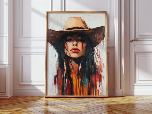 Gallery image 5 for Painted Cowgirl Canvas – Boho Western Woman Wall Art