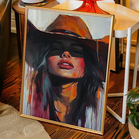 Gallery image 1 for Desert Flame Cowgirl Canvas – Bold Western Woman Wall Art