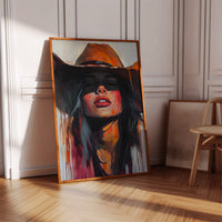 Gallery image 2 for Desert Flame Cowgirl Canvas – Bold Western Woman Wall Art