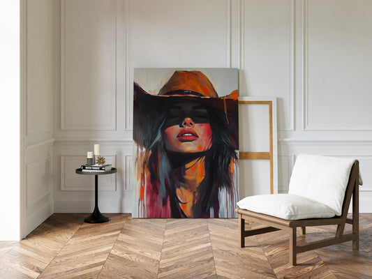 Gallery image 4 for Desert Flame Cowgirl Canvas – Bold Western Woman Wall Art