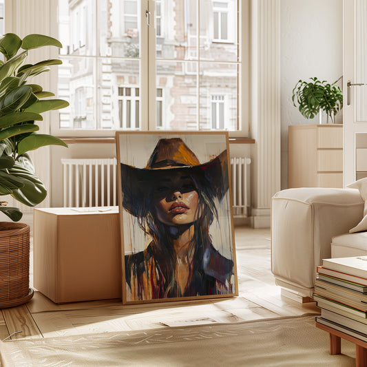 Gallery image 3 for Shadowed Cowgirl Canvas – Western Femme Fatale Wall Art