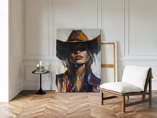 Gallery image 4 for Shadowed Cowgirl Canvas – Western Femme Fatale Wall Art