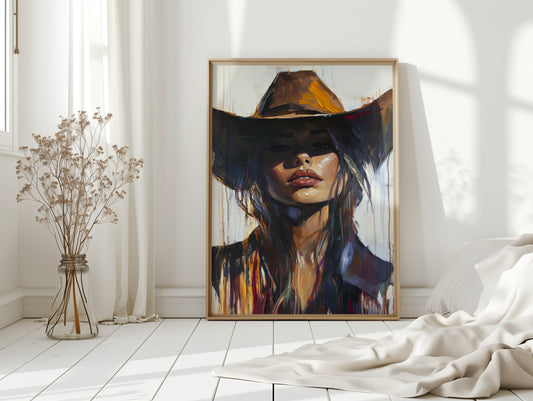 Gallery image 5 for Shadowed Cowgirl Canvas – Western Femme Fatale Wall Art