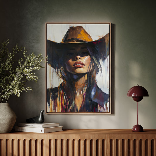 Gallery image 6 for Shadowed Cowgirl Canvas – Western Femme Fatale Wall Art