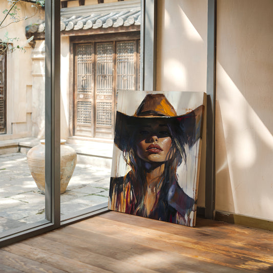 Gallery image 7 for Shadowed Cowgirl Canvas – Western Femme Fatale Wall Art
