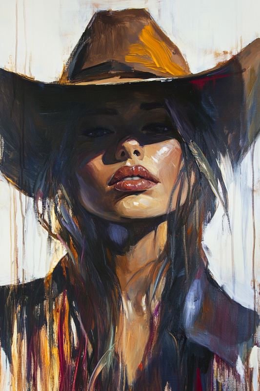 Gallery image 9 for Shadowed Cowgirl Canvas – Western Femme Fatale Wall Art