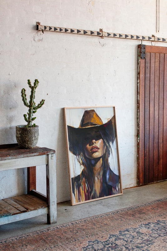 Gallery image 10 for Shadowed Cowgirl Canvas – Western Femme Fatale Wall Art