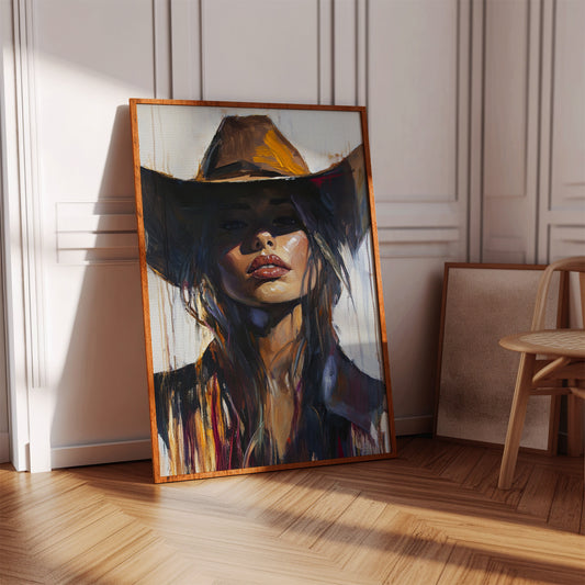 Gallery image 11 for Shadowed Cowgirl Canvas – Western Femme Fatale Wall Art
