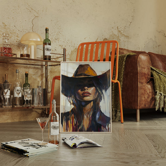 Gallery image 12 for Shadowed Cowgirl Canvas – Western Femme Fatale Wall Art