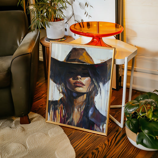 Gallery image 14 for Shadowed Cowgirl Canvas – Western Femme Fatale Wall Art